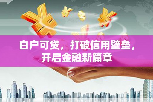 岳塘白户可贷，打破信用壁垒，开启金融新篇章