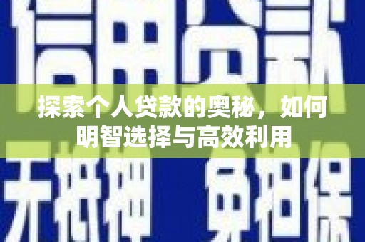 岳塘探索个人贷款的奥秘，如何明智选择与高效利用